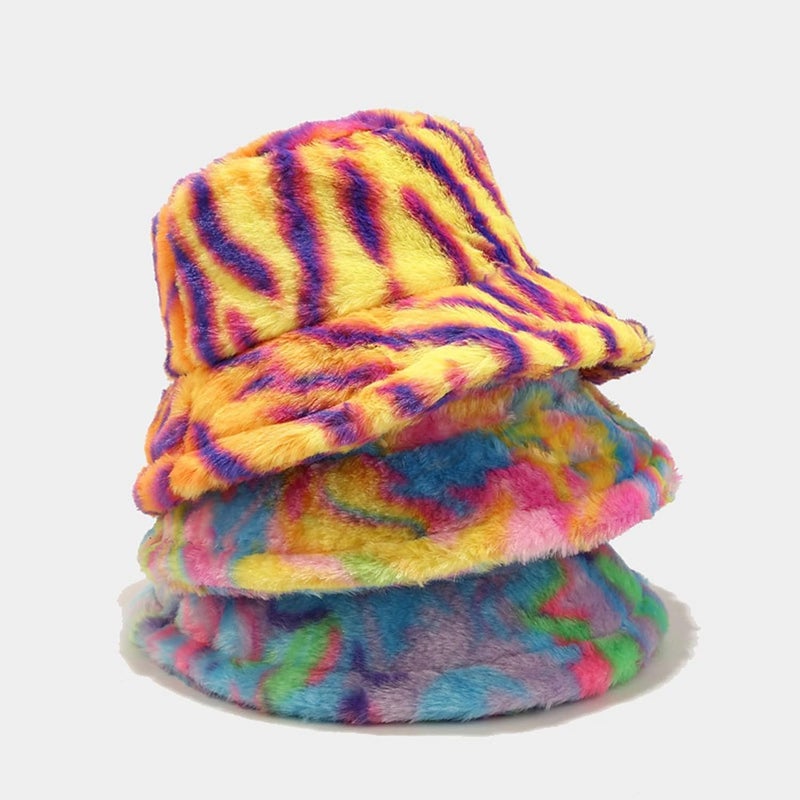 Dirholl Women's Winter Faux Fur Fuzzy Warm Bucket Hat - Image 5